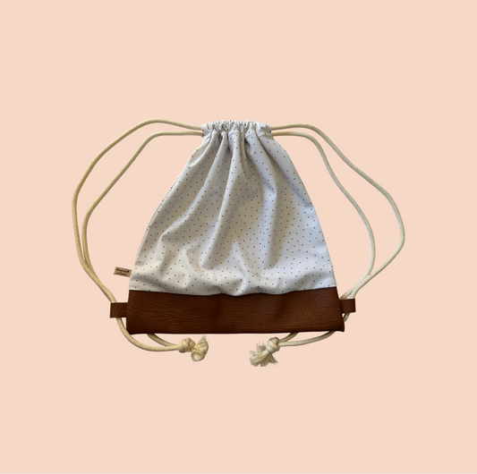 Les Petits Sacs Pois (Fond blanc avec pois marron)